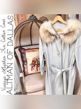 Vintage Altman of Dallas Leather Fur Collar Coat